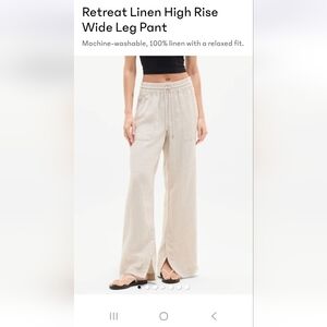 Athleta Natural Linen Wide-Leg Drawstring Pants